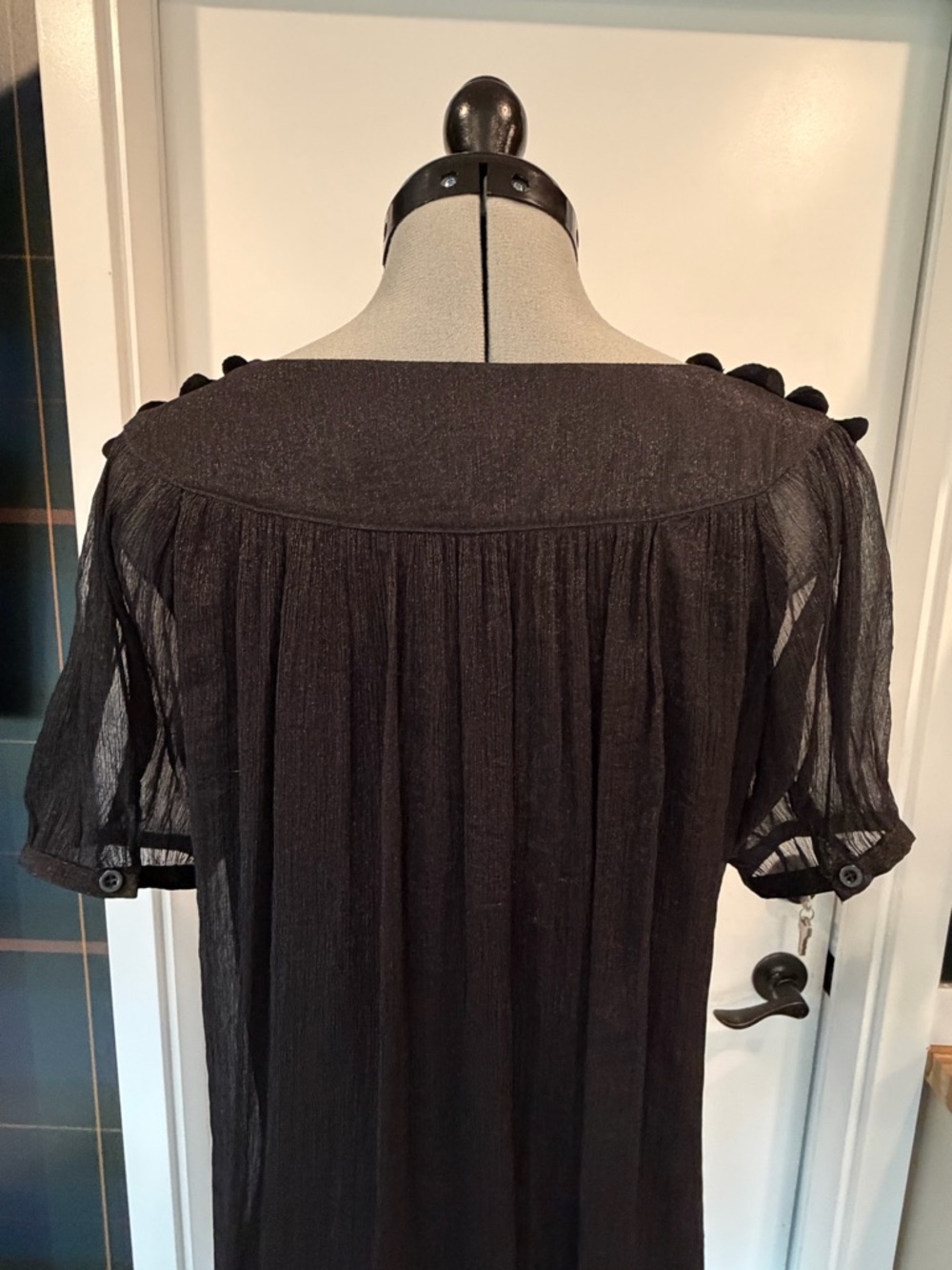 Chloè VTG Silk Chiffon swing dress, silk petal/rosette accents, short sleeve, S - Picture 10 of 15